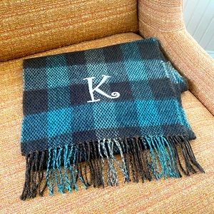 Blue and brown “K” straight scarf gently used